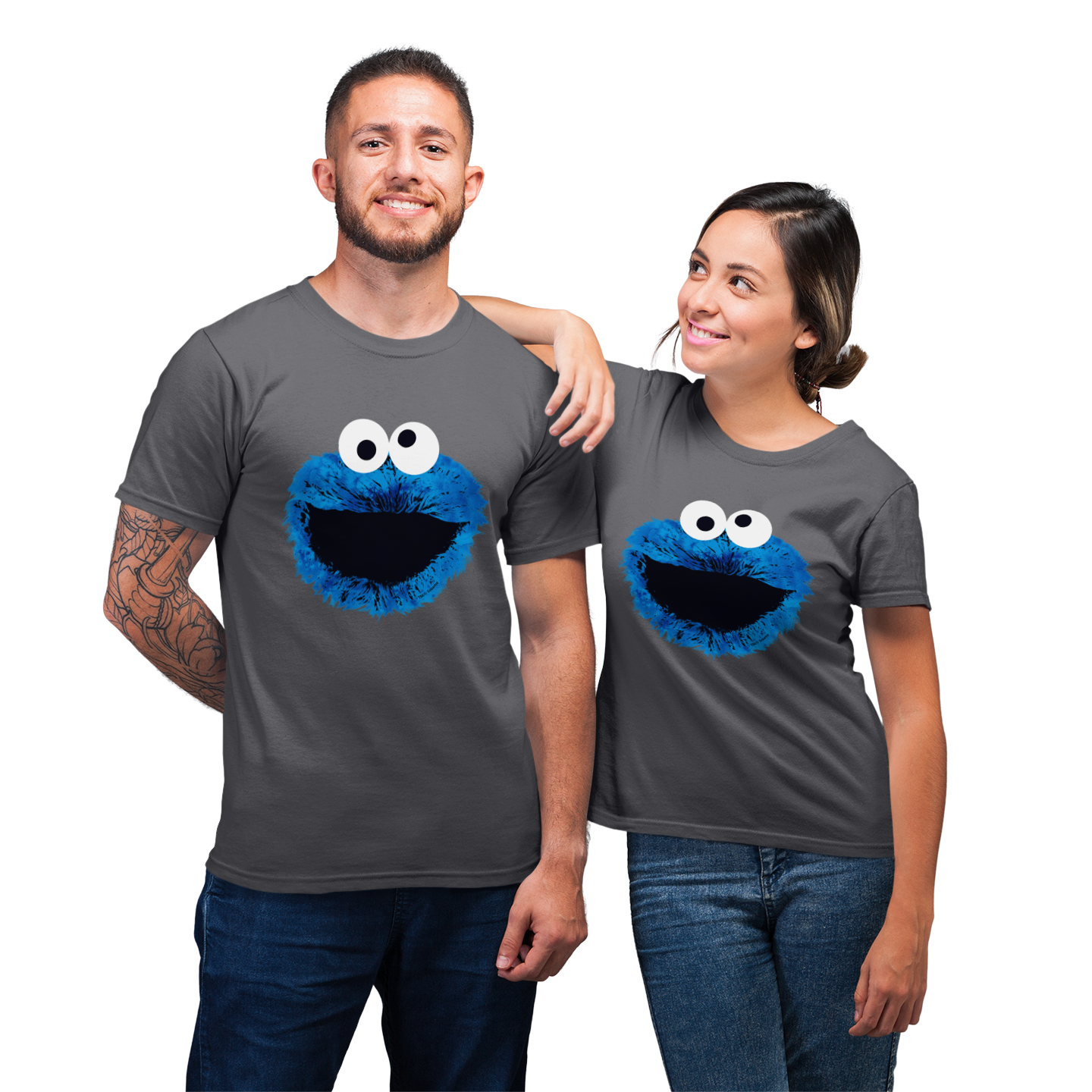 Cookie Monster Watercolor Trend T-Shirt For Couple