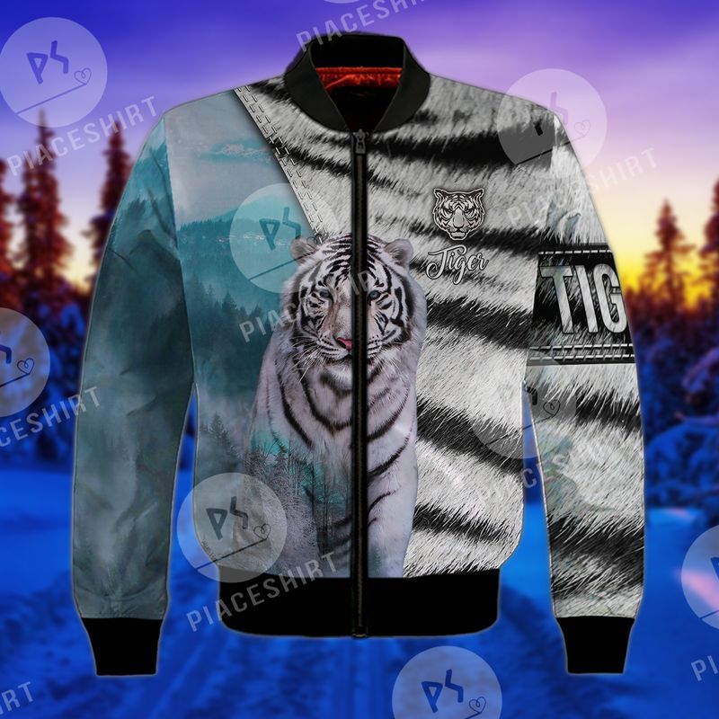 White Tiger Cub Adorable Fashionable 3D Full Print Bomber