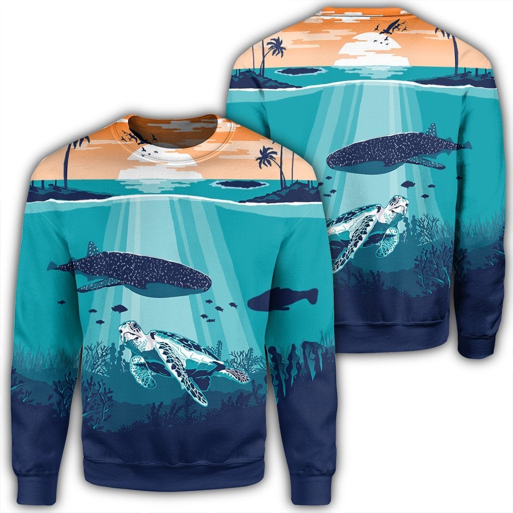 Hawaiian Whale And Turtle In Sunset Polynesian Sweatshirt – Ah