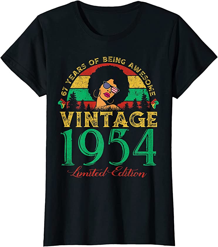 Womens Vintage 1954 Sunset 67 Years Old Black Woman 67th Birthday T-Shirt