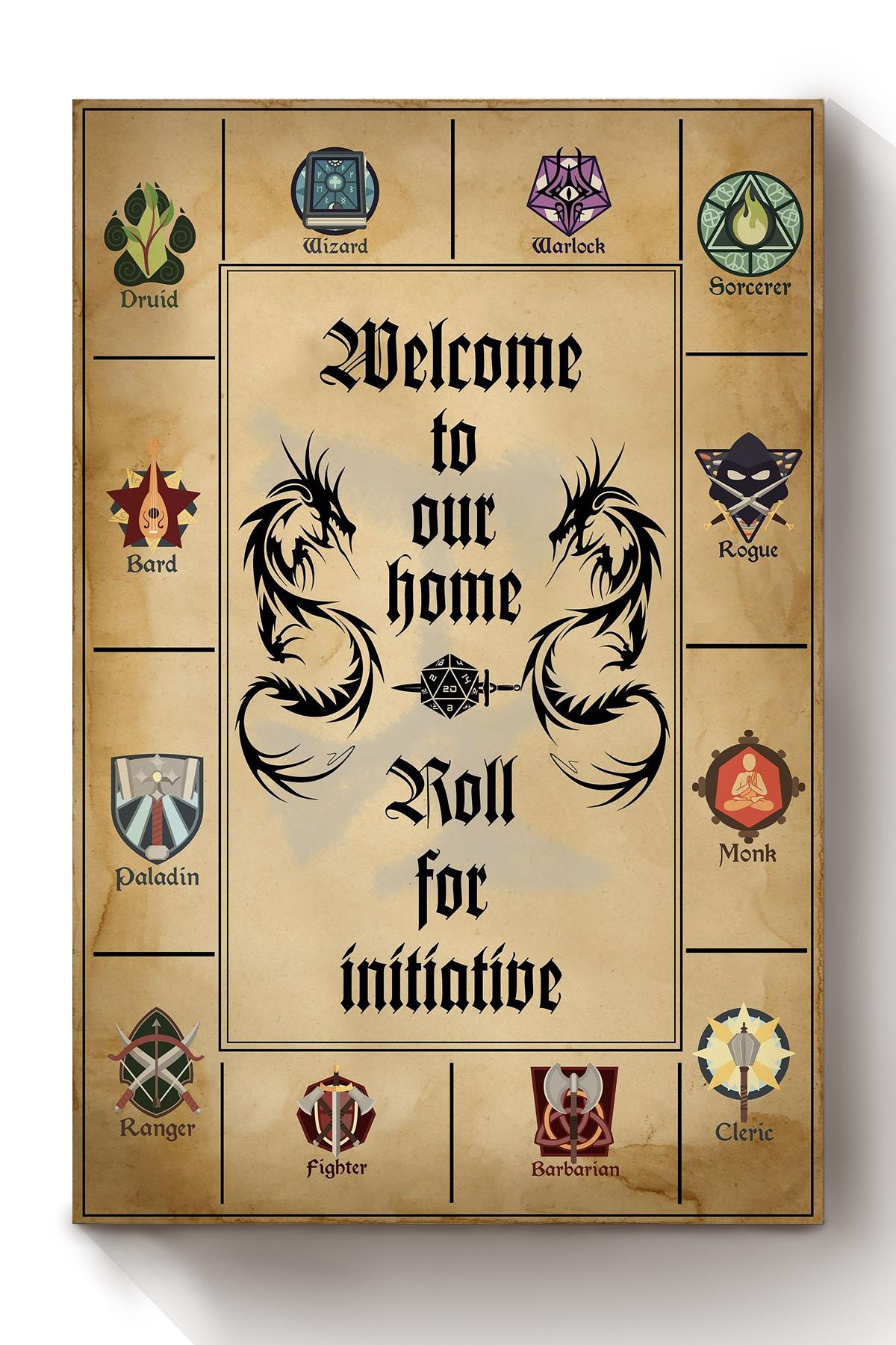 Welcome To Our Home Roll For Initiative Poster, Video Game Wall Art, For Gamer Gift, Home Decor Canvas