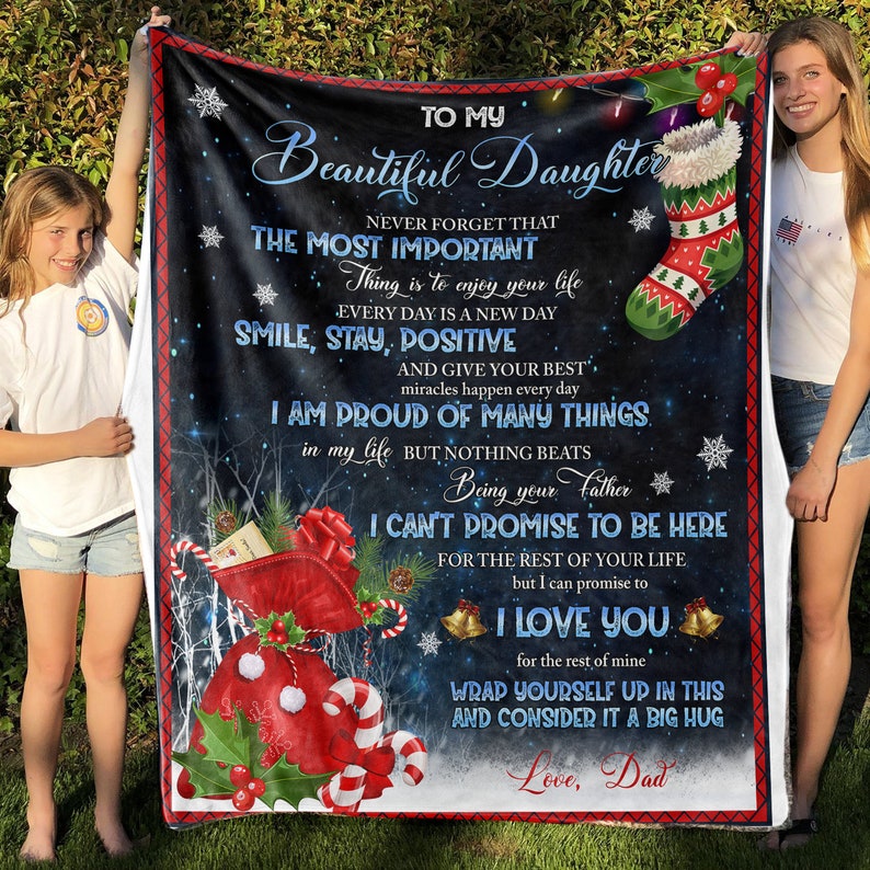 To My Beautiful Daughter, I Love You For The Rest Of Mine, Candy Cane, Christmas Gifts For Daughter From Dad Fleece Sherpa Blanket