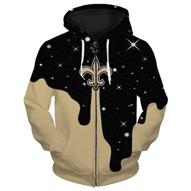 Limited Edition Football Hoodie New Orleans Saints 3D Zipper Hoodie