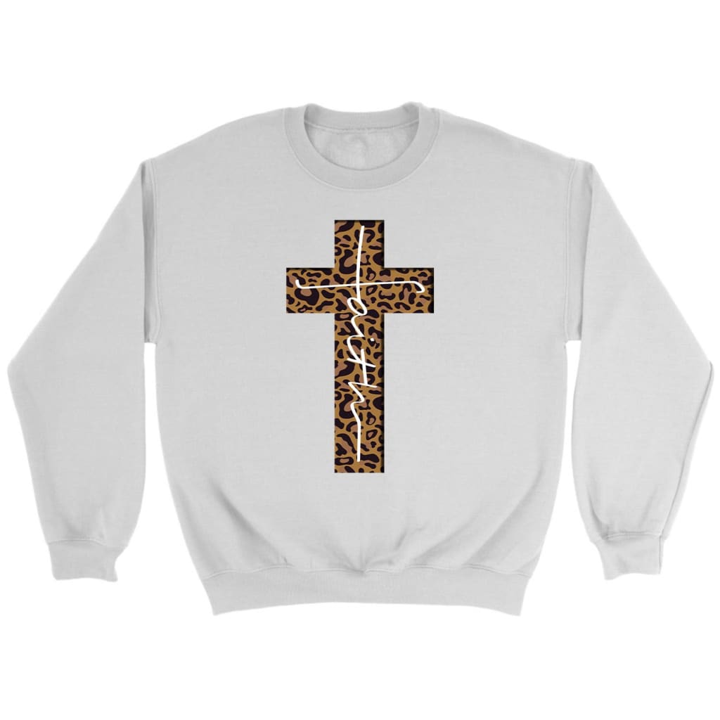 Faith Cross Leopard Christian Sweatshirt | Faith Apparel