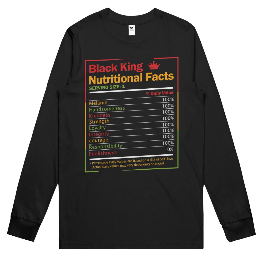 Nutritional Facts Shirt, Nutritional Facts Long Sleeve T Shirts, Black King Nutrition Facts Shirt, Black King Nutritional Facts Shirt For Men Black King Gift Long Sleeve T Shirts