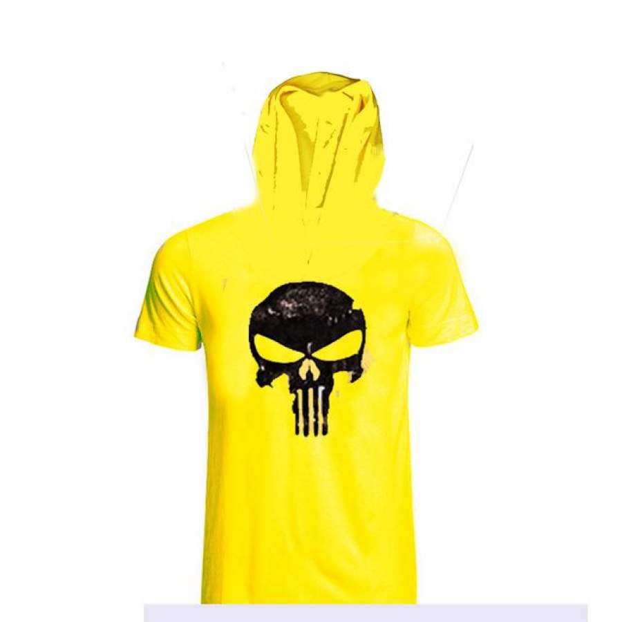 Skull Print Gyms Clothing Men Hoodies Golds Bodybuilding Sweatshirt Hoodies Men Sportswear Short Sleeve Tracksuit Thin Hoodies