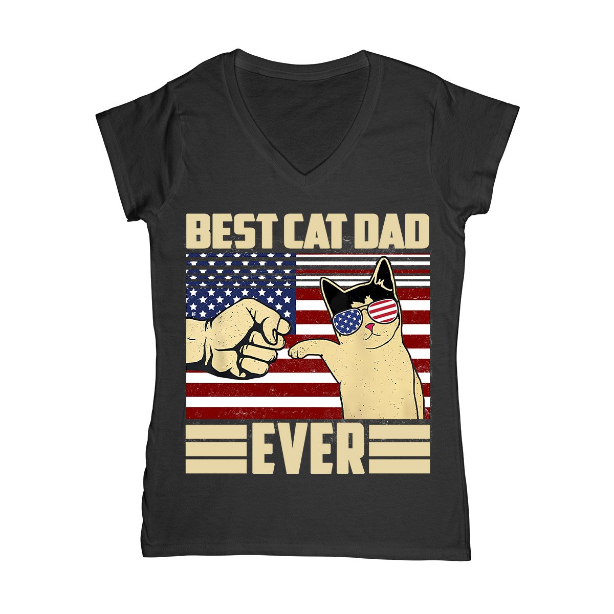 Best Cat Dad America Ez02 2205 Men V-Neck T-Shirt