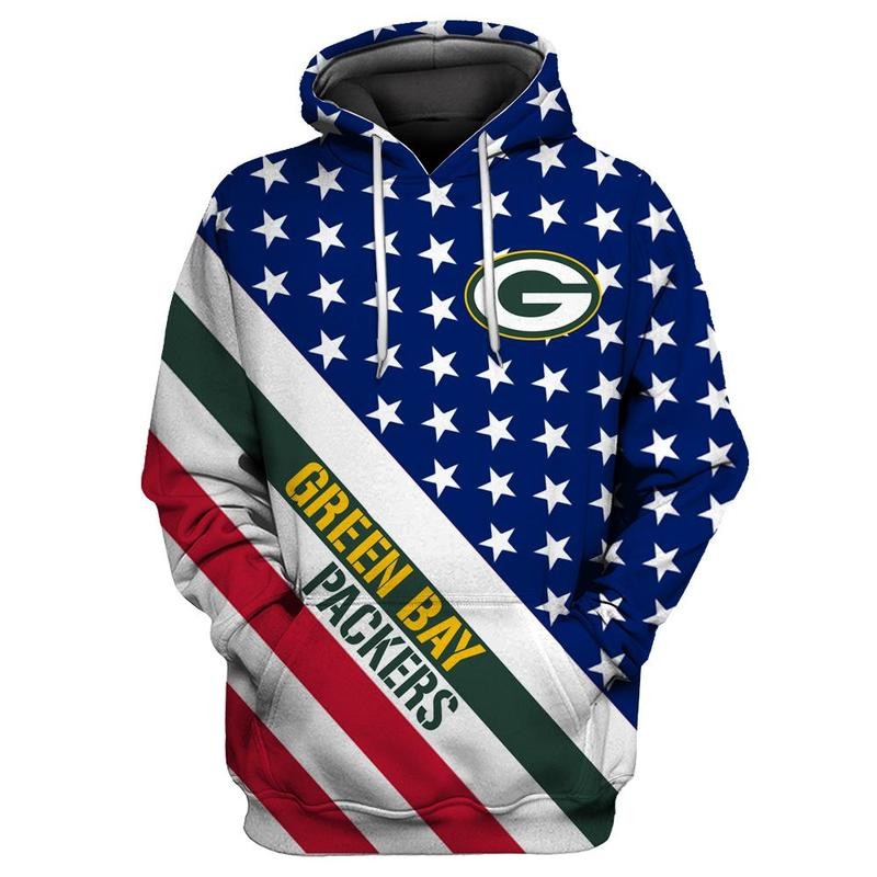 Green Bay Packers And American Flag 38 Unisex 3D Hoodie Gift For Fans