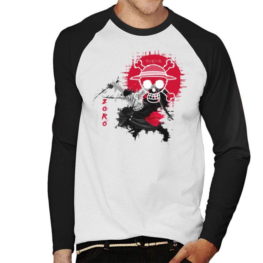 One Piece Roronoa Pirate Bounty Hunter Men’s Baseball Long Sleeved T-shirt