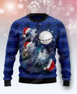 Wolf Moon Ugly Christmas Sweater, All Over Print Sweatshirt