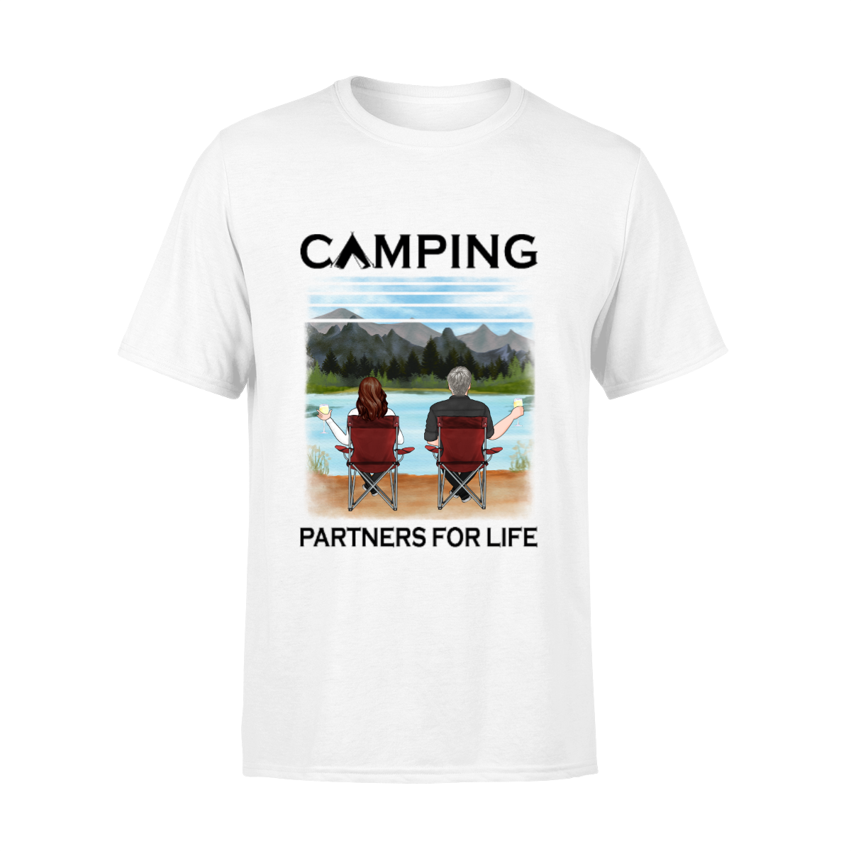 Personalized T-Shirt, Camping Chair Couple And Friends, Custom Gift For Camping Lovers