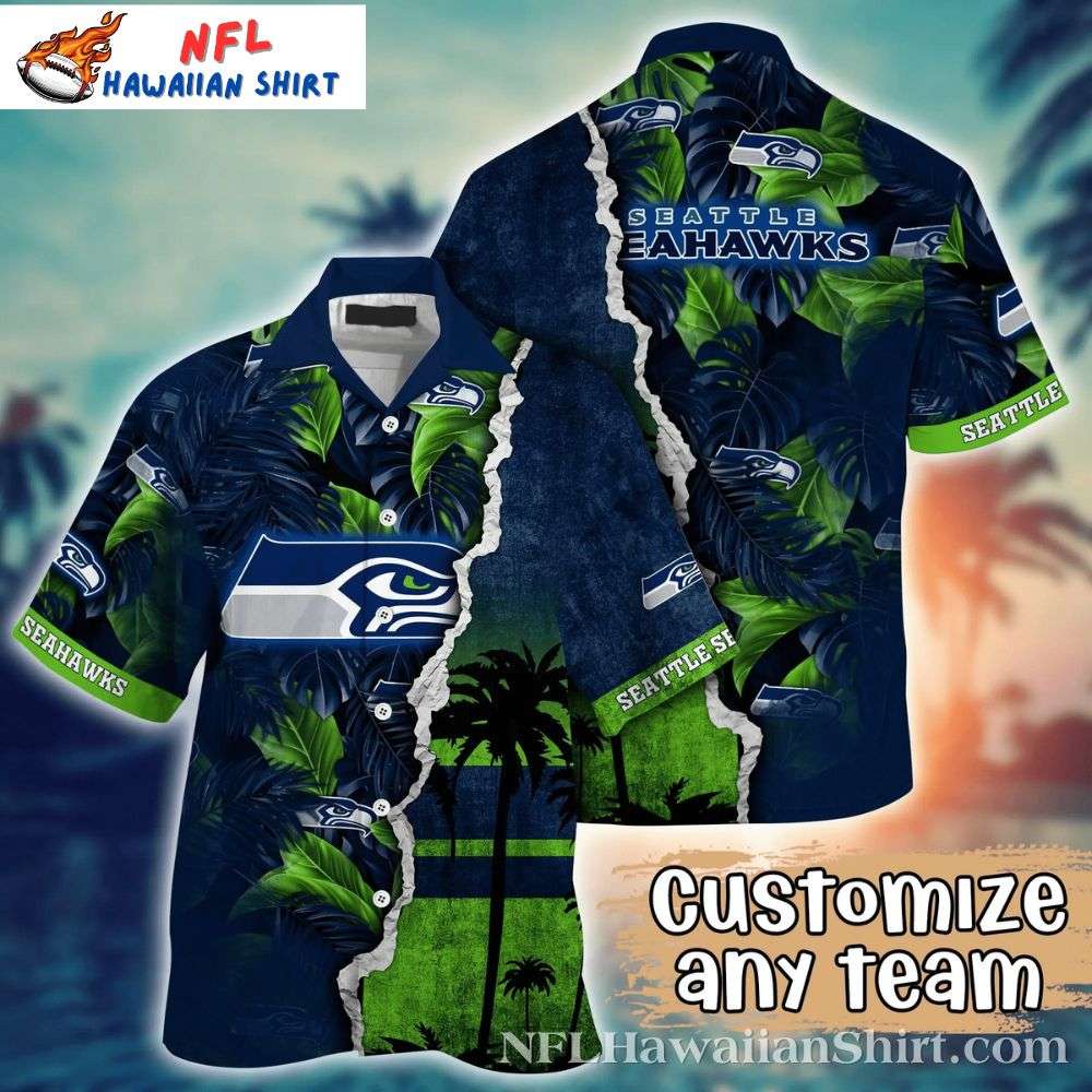 Majestic Tropics  Seattle Seahawks Sunset Palm Hawaiian Shirt