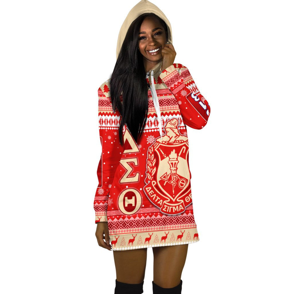 Sorority Dress – Personalized Delta Sigma Theta African Pattern Christmas Hoodie Dress