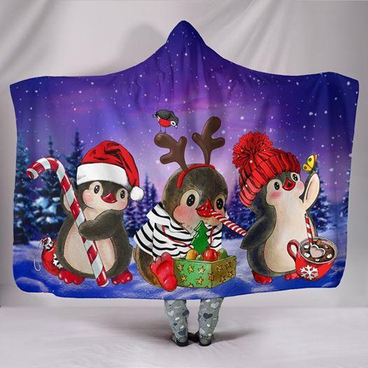 Penguin Christmas Night Hooded Blanket | Hb1105