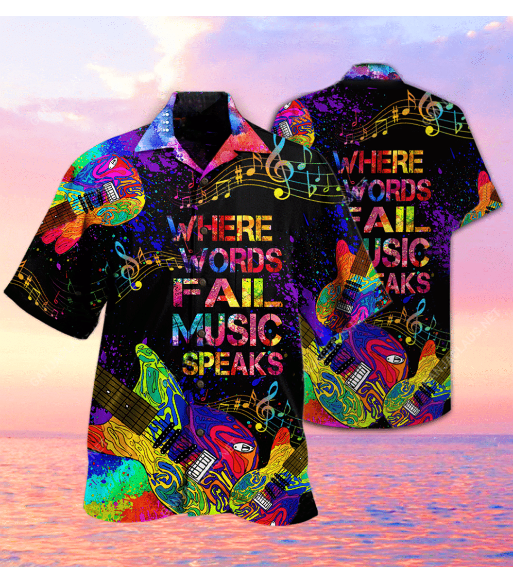 Find Guitar Where Music Speaks Unisex Hawaii Shirt Ha21645