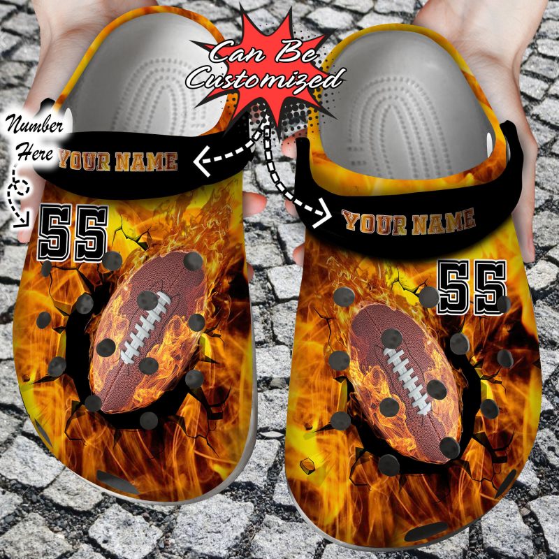 Sport Personalized Fire Football Crack Ball Overlays Clog Shoes