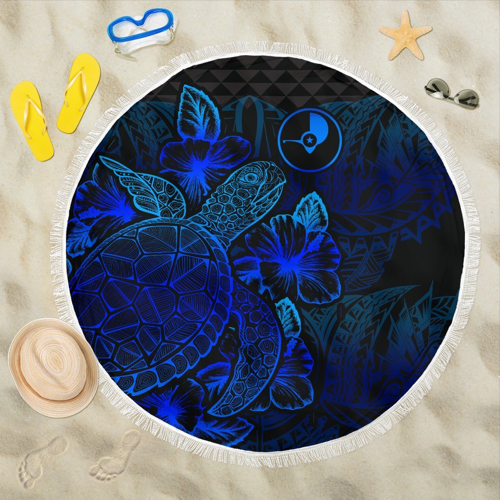 Yap Polynesia Beach Blanket Turtle Hibiscus Blue – BN39