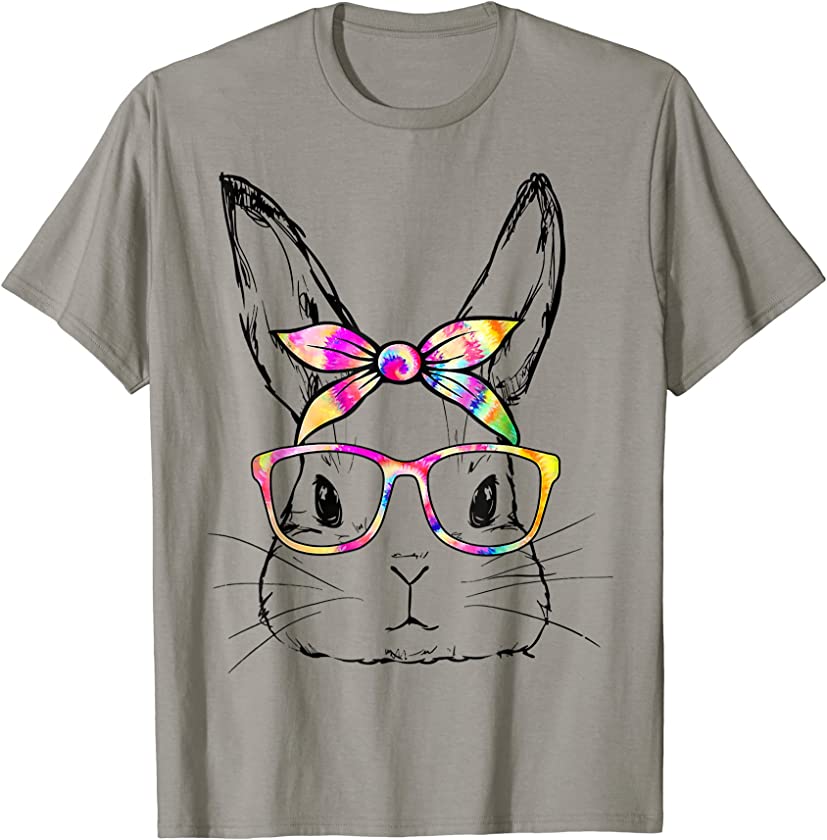 Dy Cute Bunny Face Tie Dye Glasses Easter Day Funny T-Shirt