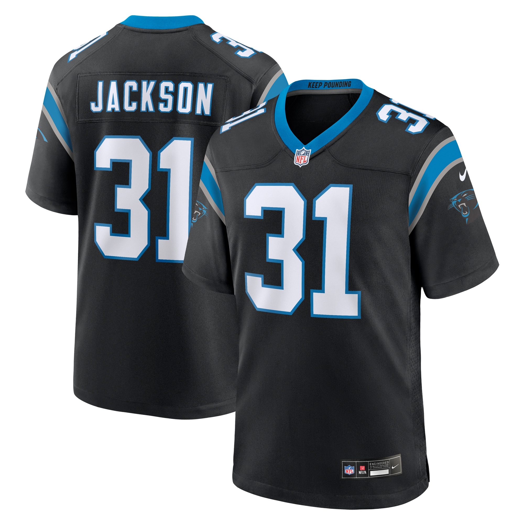 Men’s Carolina Panthers Lamar Jackson  Black  Game Jersey