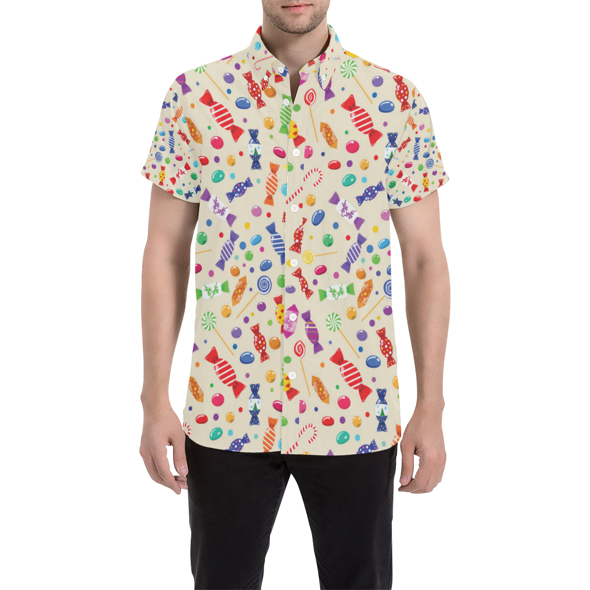 Candy Pattern Print Design 04 Men Button Up Shirt