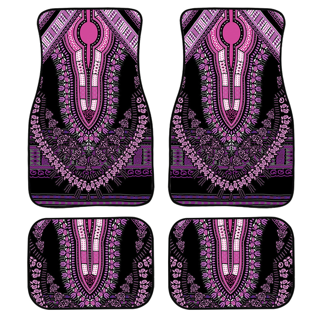 Purple And Black African Dashiki Print Front And Back Car Floor Mats