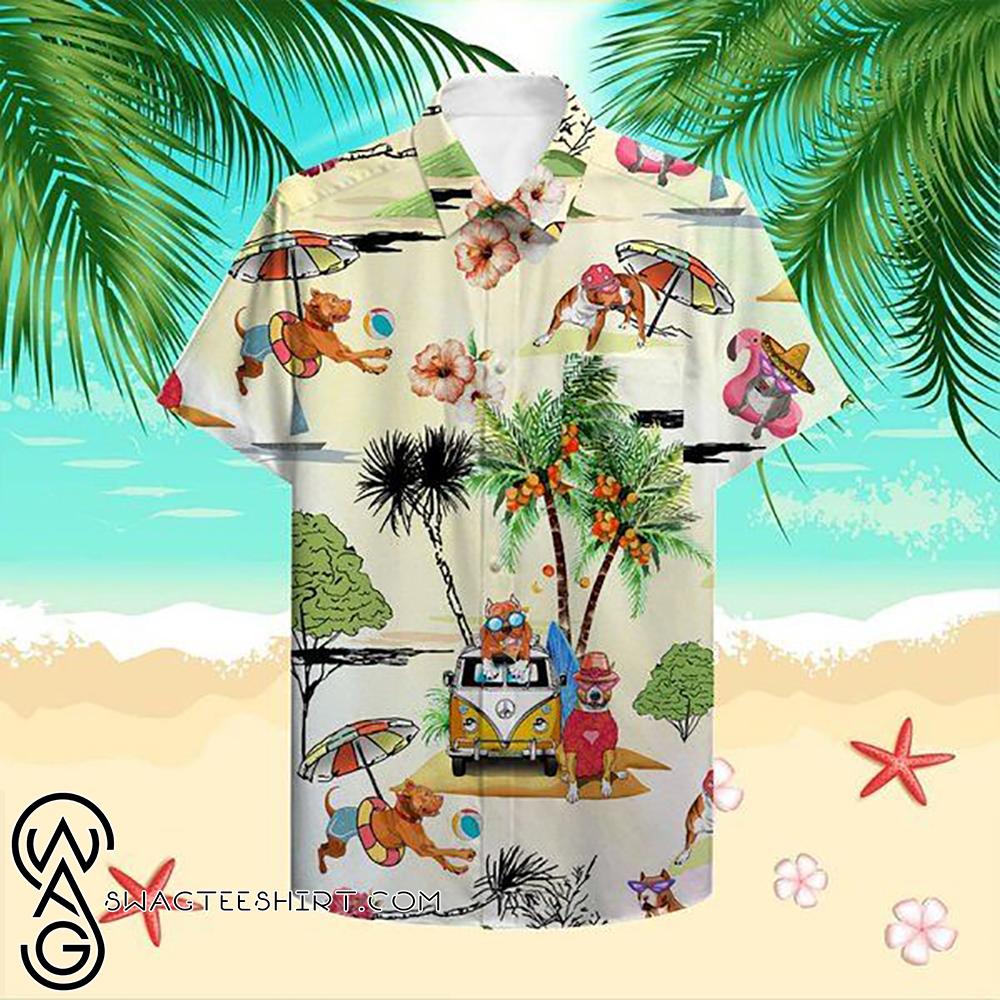 Beach Shirt Beach Hawaii Pitbull Hawaiian Shirt