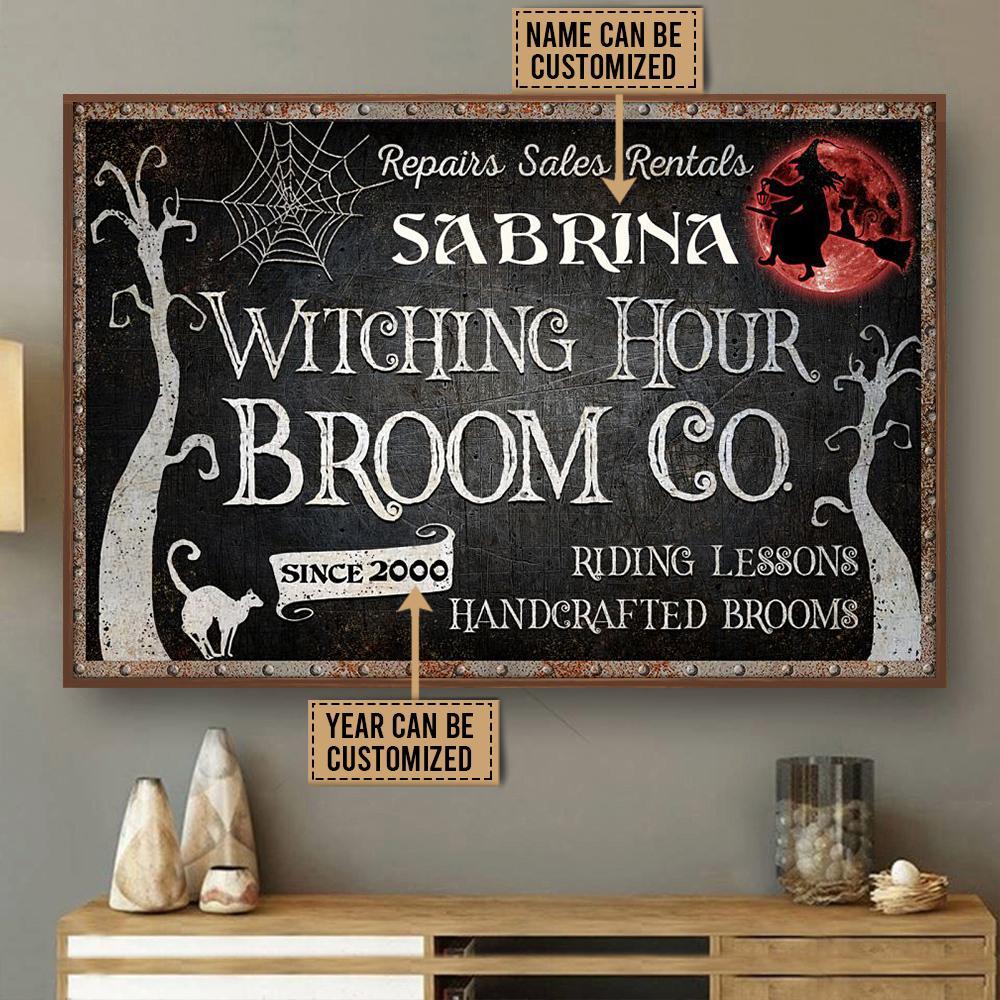 Aeticon Gifts Personalized Witch Witching Hour Broom Canvas Mom Dad Gift Home Decor