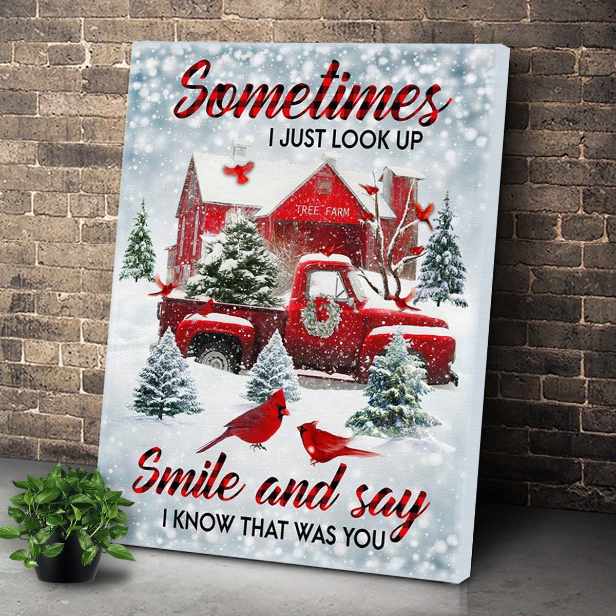 Personalized Red Cardinal Winter Snow Christmas Wall Art For Christmas Gift – Canvas Prints Poster Wall Art