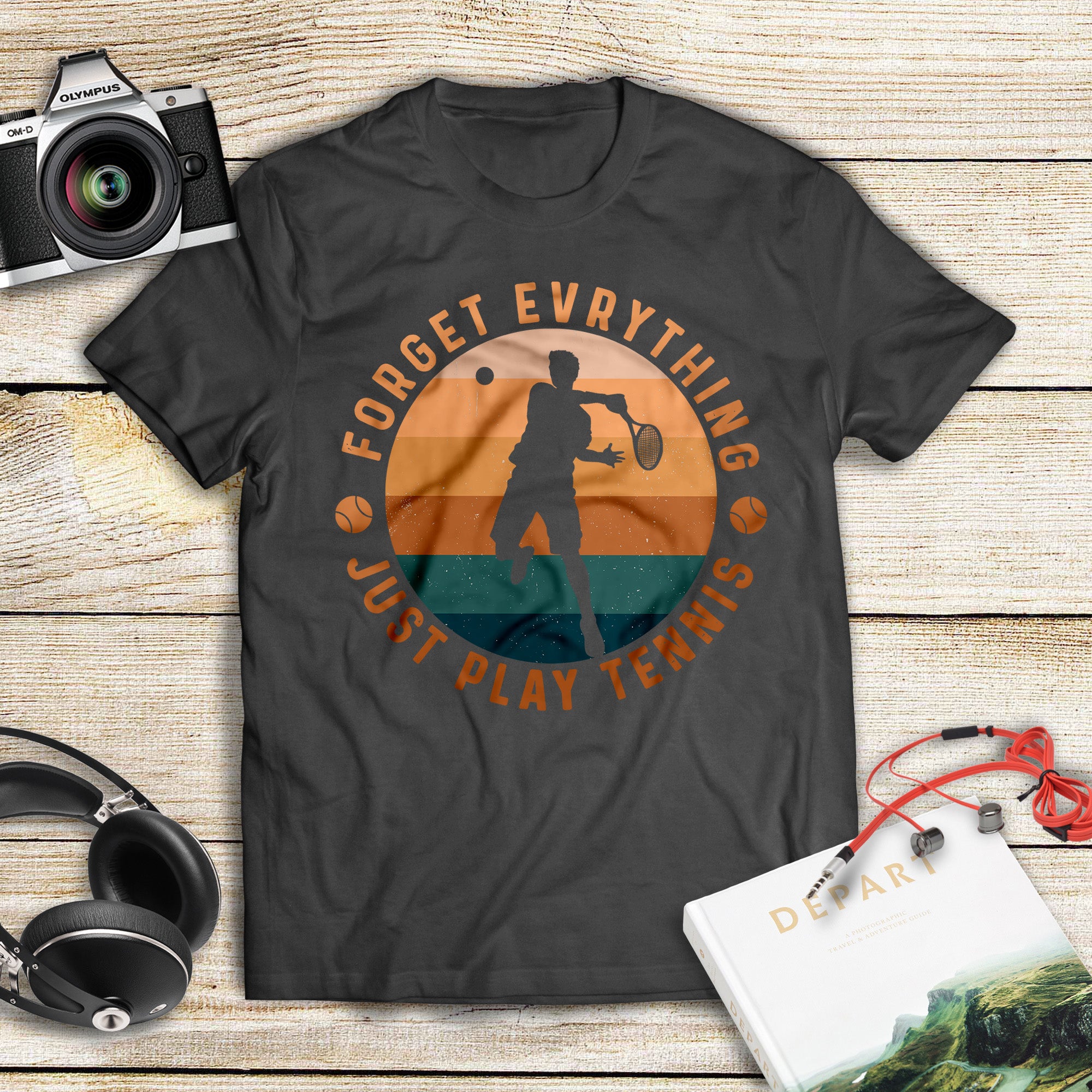 Forget Everything Just Play Tennis Men Vintage Retro Gift T-shirt