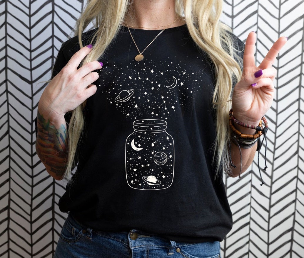 Space Shirt, Star Galaxy T shirt, Astronomy Shirt, Outdoors Shirt, Crescent Moon, Milky Way, Star Unisex Shirt, Constellation Tshirt