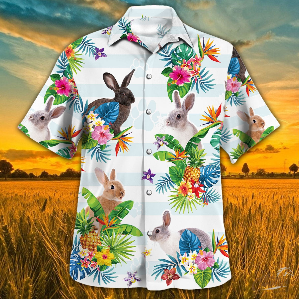 Rabbit Tropical Flower Hawaiian Shirt