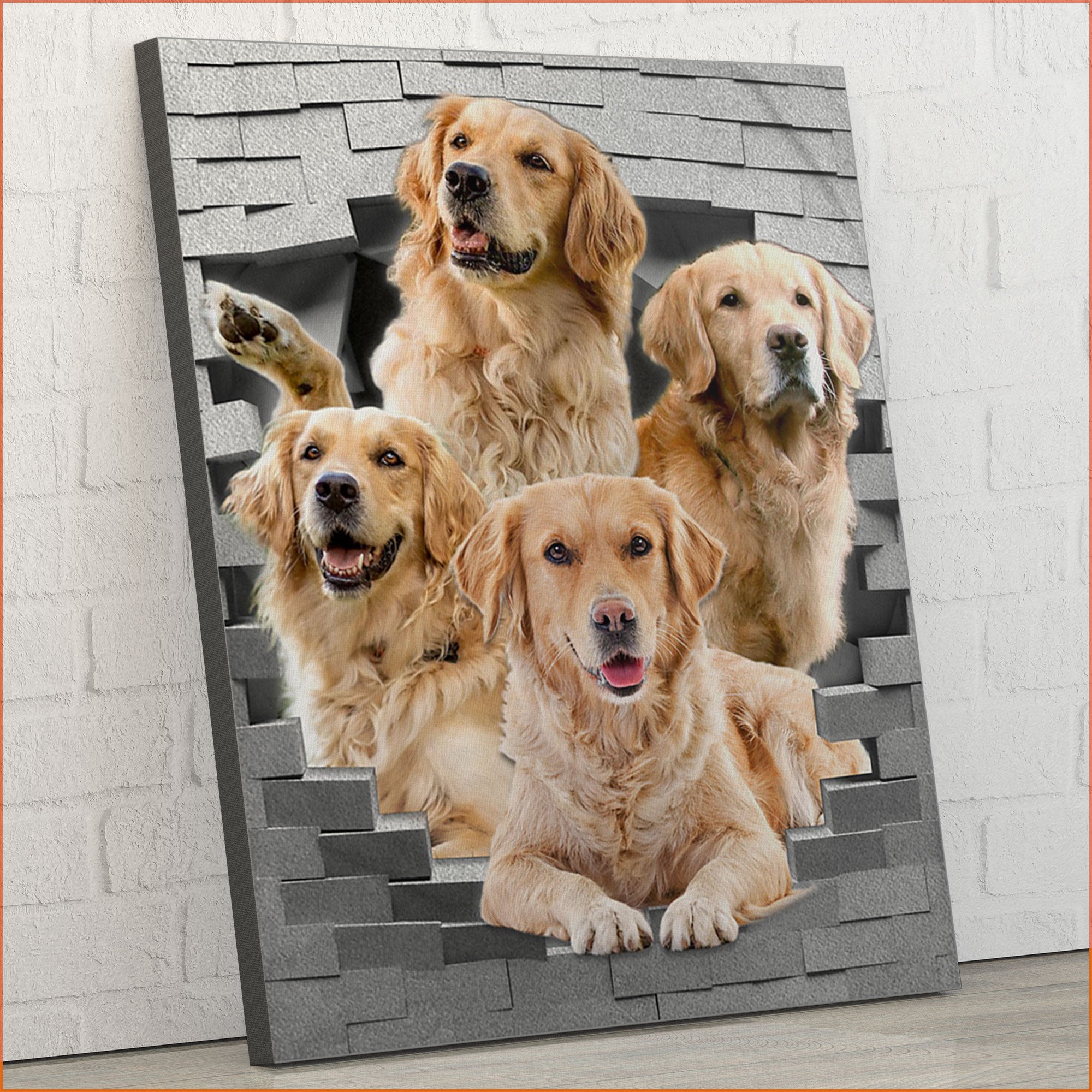 Custom Canvas 3D Golden Retriever Perfect Gifts Idea – Matte Canvas