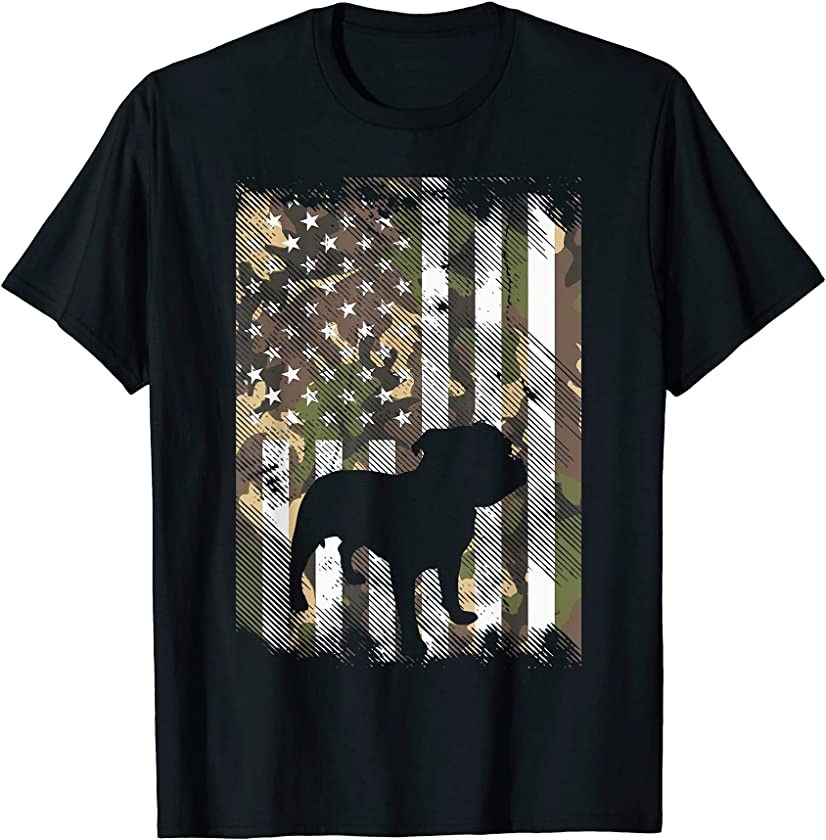 Camo US Flag Pitbull Vintage Patriot Pittie Dog Lover Gift T-Shirt