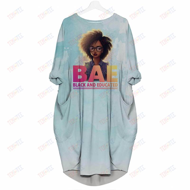 Temotee African Dress 6 – BAE Black And Educated 3D Dress for Melanin Women Afro Girl Shirt African American Woman Gift Idea TMT2546