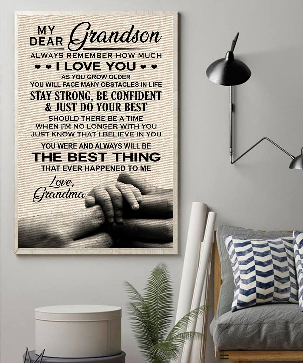 To My Grandson I Love You Forever And Always Canvas Gift for Friend Birthday Gift Warm Home Decor Wall Art Visual Art