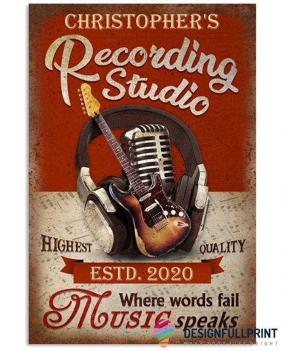 Personalized Guitar Poster Music Recording Recording Studio Poster Lh ...