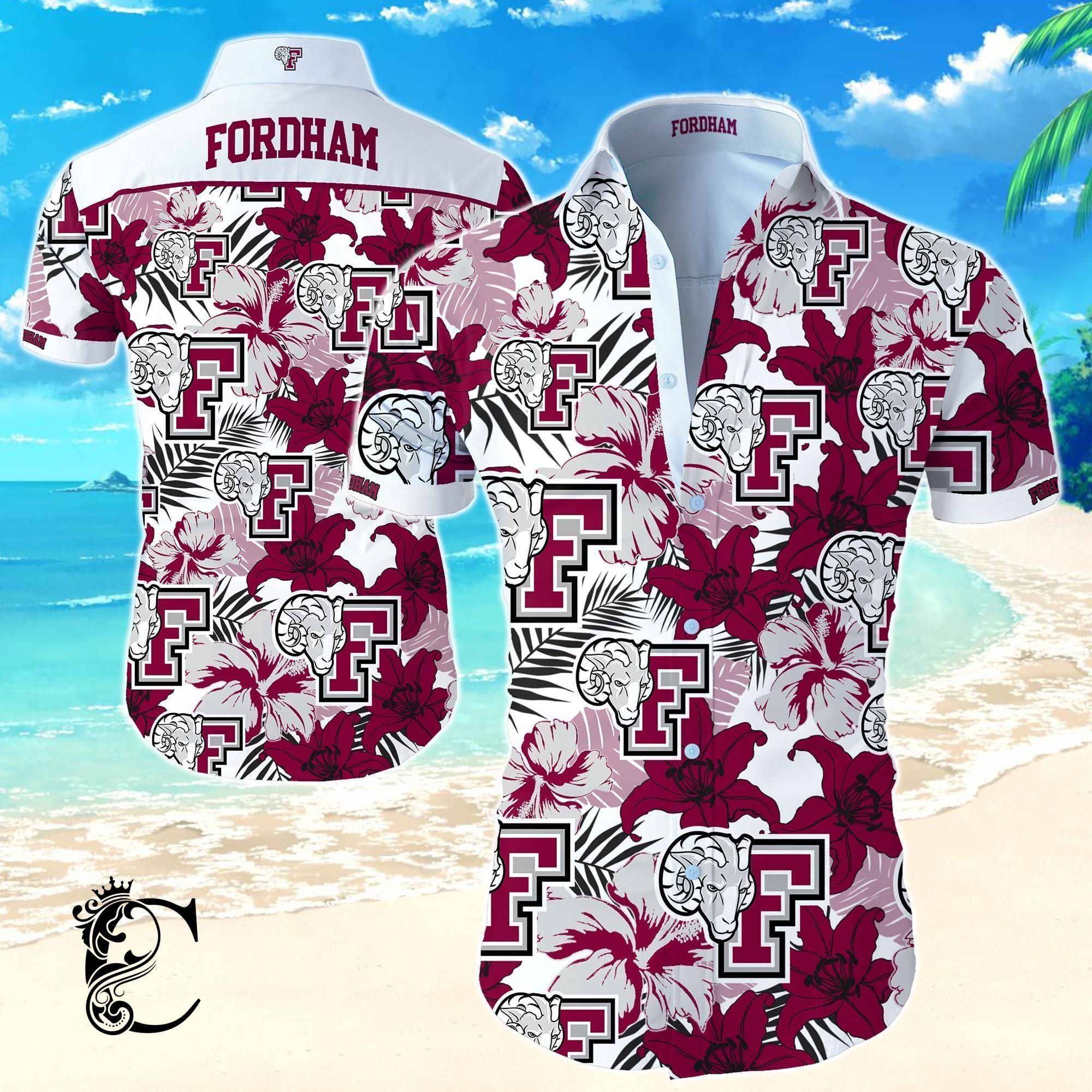 Beach Shirt Fordham Rams Hawaiian Shirt- Chillicothemall