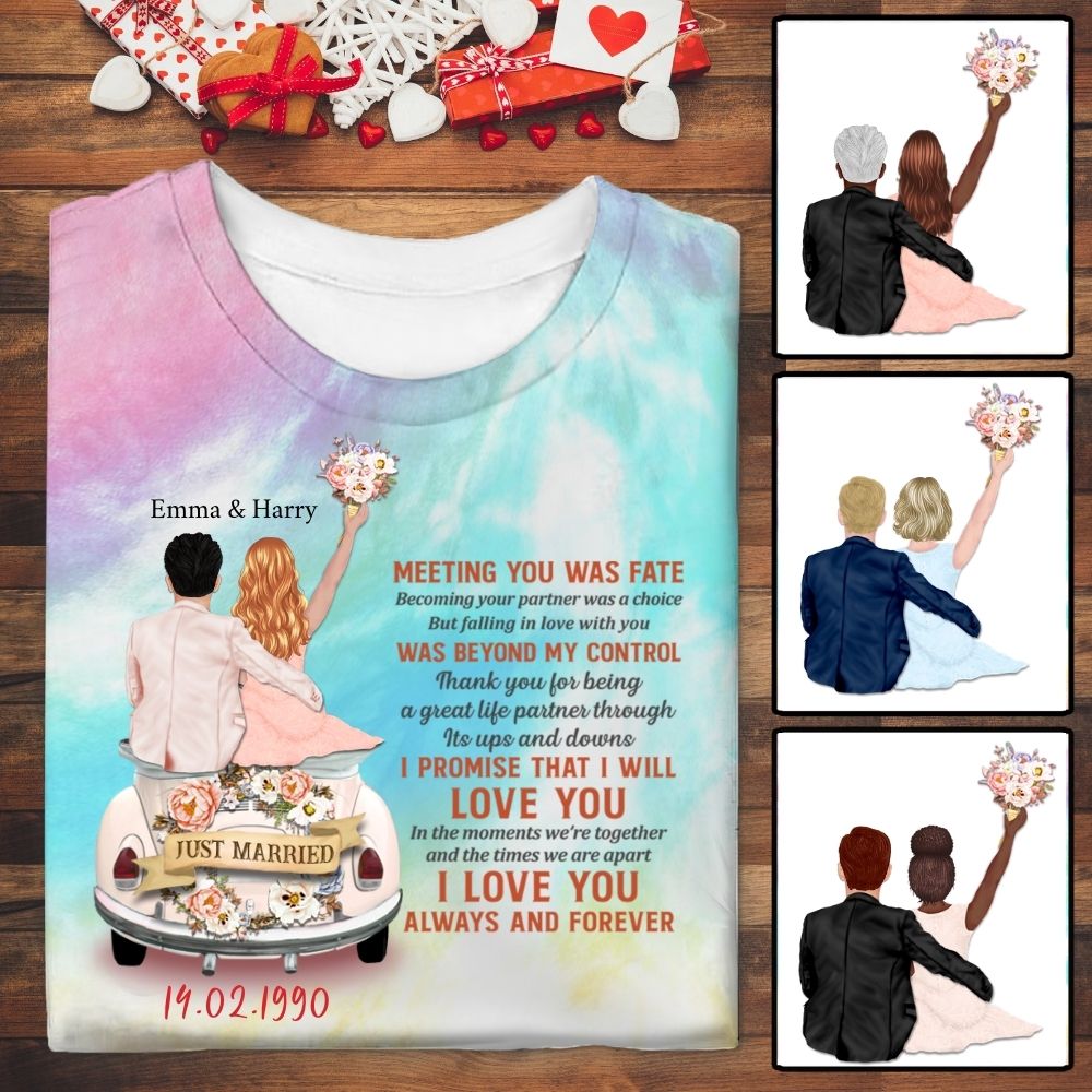 Wedding Couple Meeting You Personalized Tie Dye Shirt Sweatshirt Hoodie Ap626