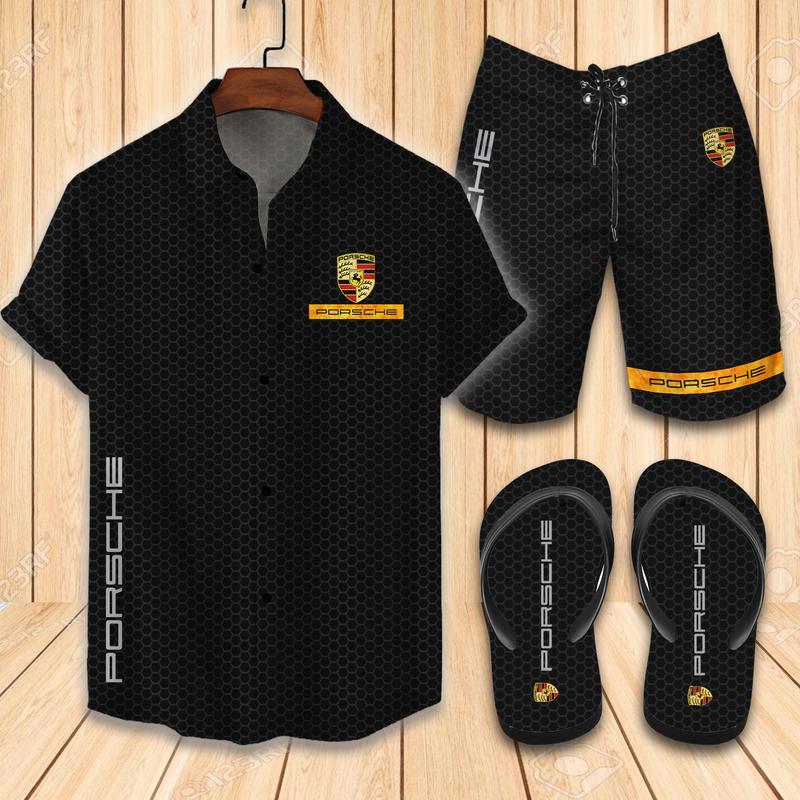 Porsche-Flip Flops And Combo Hawaii Shirt, Shorts-Vu01391-Vu01393