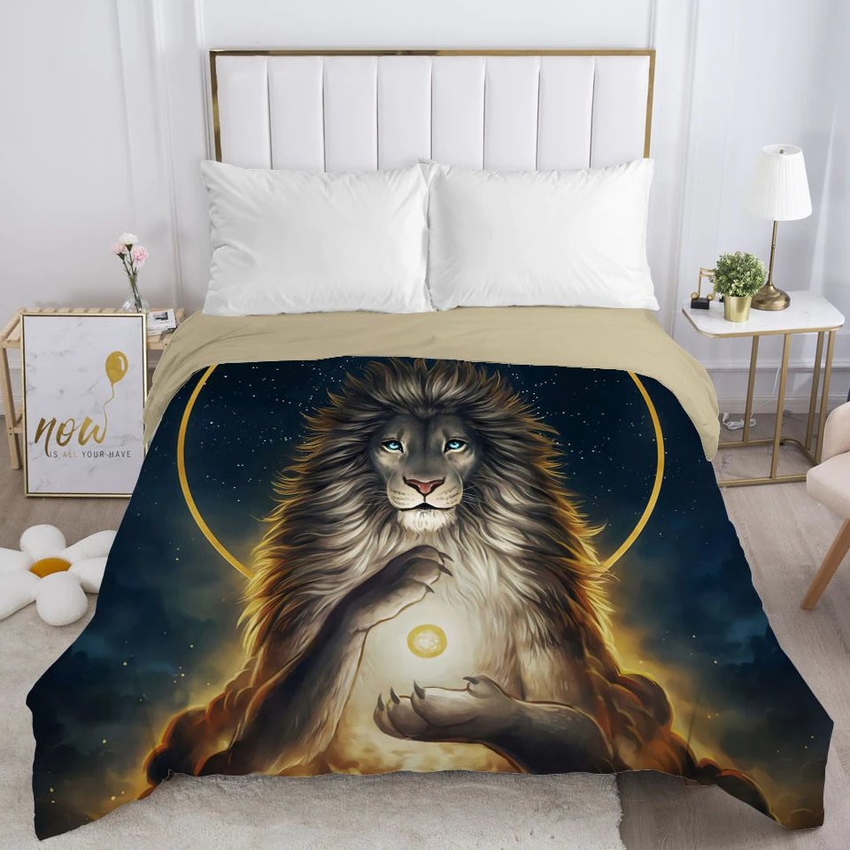 1Pc Galaxy Lion Duvet Cover Double/Queen/King/220×240 For 90/135/150 Bed 3D //Blanket Cover With Zipper Bedding