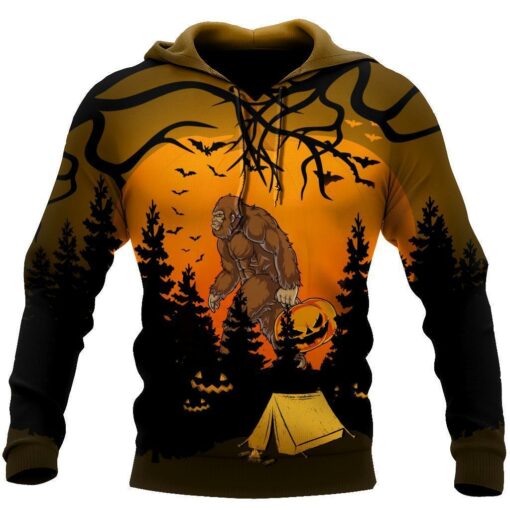 Beautiful All Over Printed Halloween Camping Big Foot 3D Shirts For Men And Women, Halloween Gift