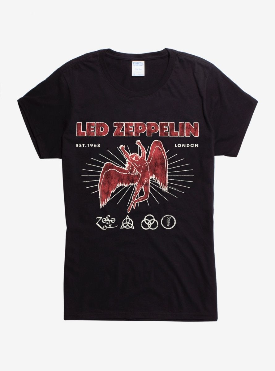 Led Zeppelin Red Icarus Logo Girls Shirt