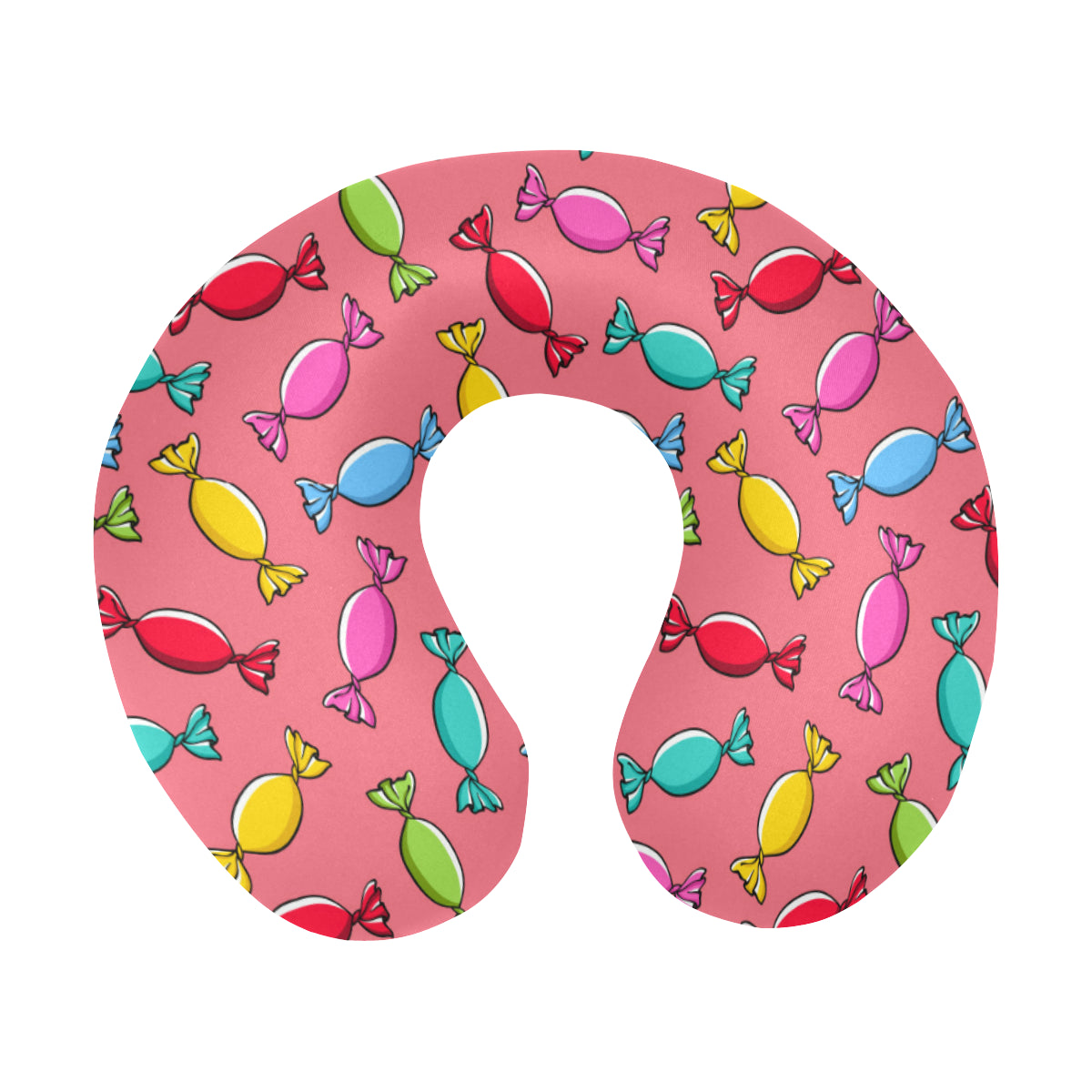 Colorful Wrapped Candy Pattern U-Shaped Travel Neck Pillow