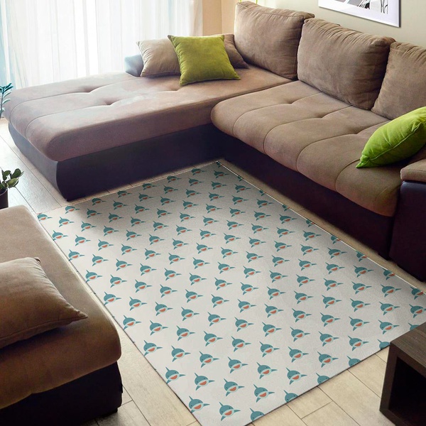 Smiley Shark Pattern Print Area Rug