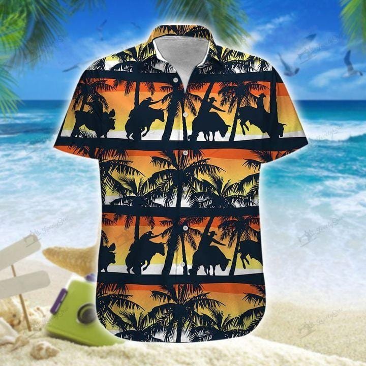 Bull Riding Sunset Beach Unisex Hawaii Shirts Shorts Ha2629