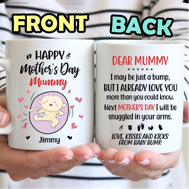 Personalized Mug – Baby In Tummy Custom Mother’S Day Gift For Mom To Be, Grandma To Be