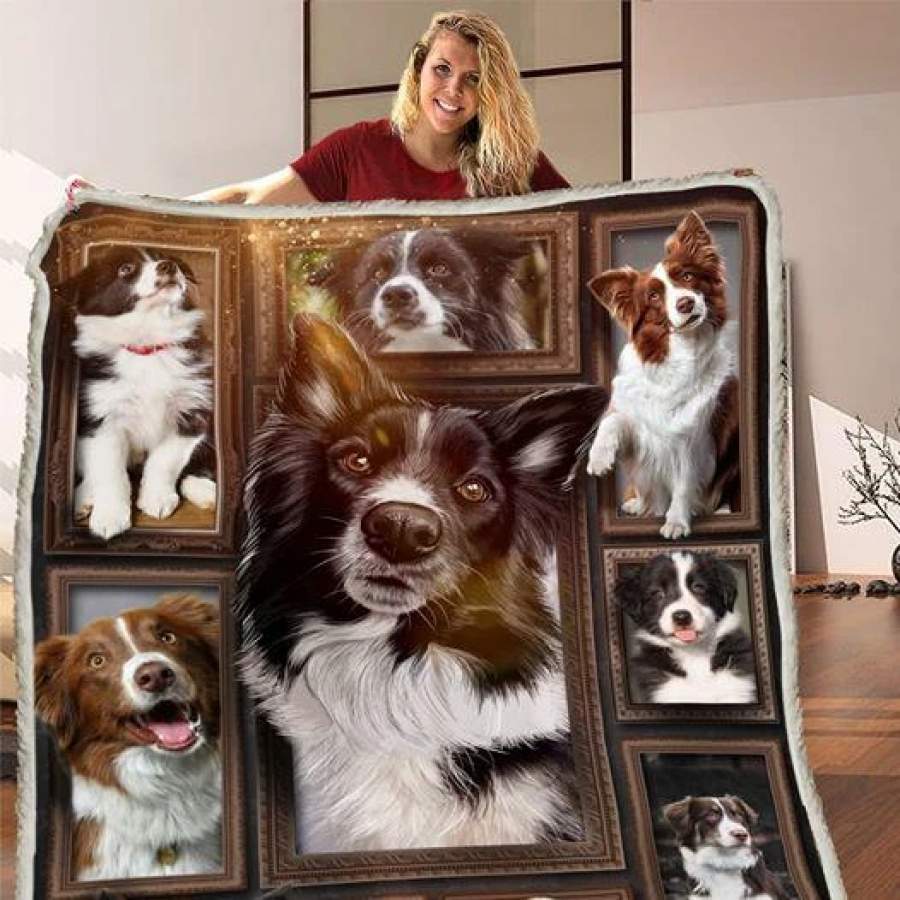 3D BORDER COLLIE DOG SOFA BLANKET