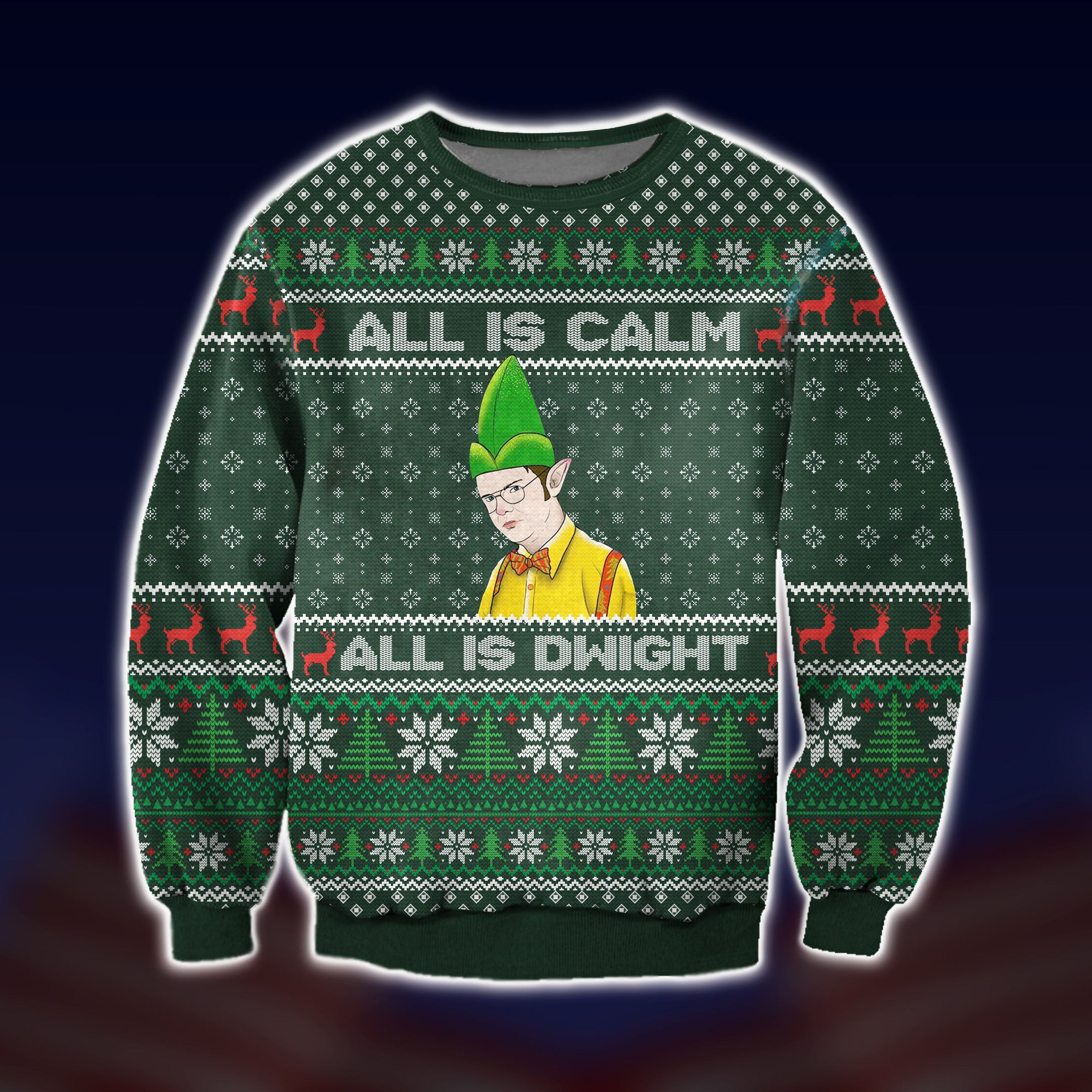 All Is Calm All Is Dwight Ugly Christmas Sweater