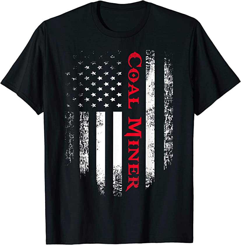 Vintage USA Red White Coal Miner American Flag T-Shirt Gift