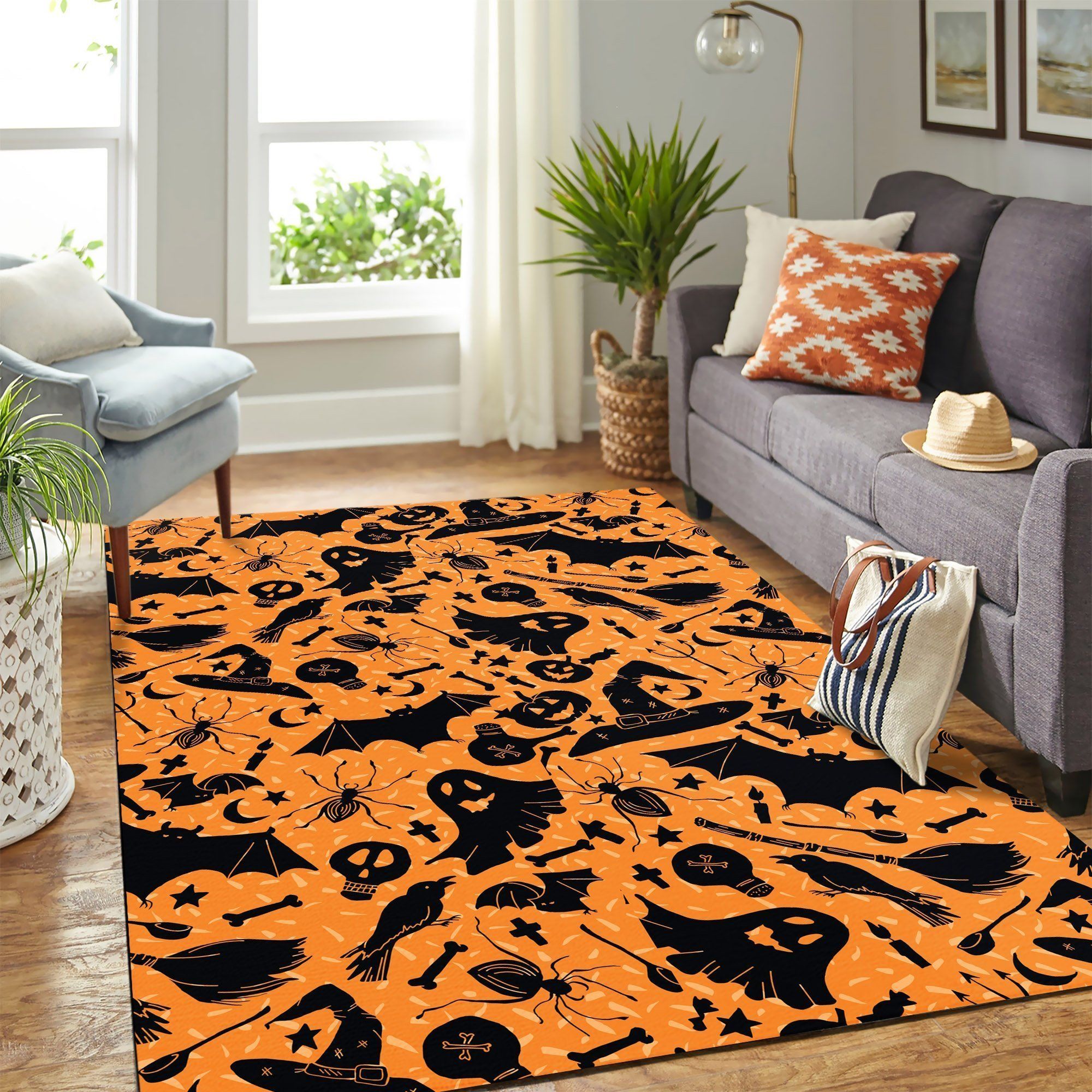 Halloween Orange Carpet Rug, Living Room Rugs, Floor Decor